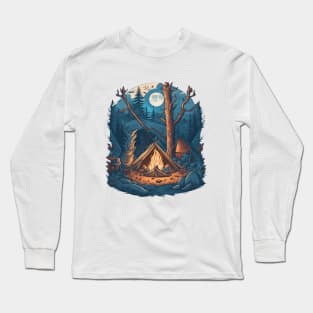 Night Camp in The Forest Long Sleeve T-Shirt